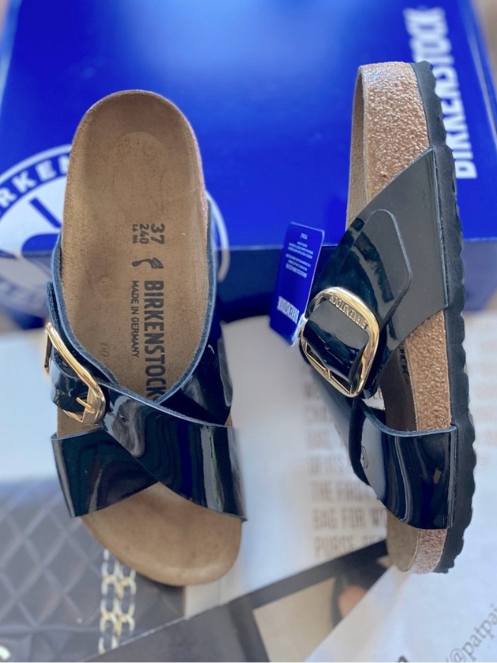 Birkenstock 💅 Siena Big Buckle Black Patent Leather Sandals Slide 38 39 7 8 8.5 - Picture 6 of 12